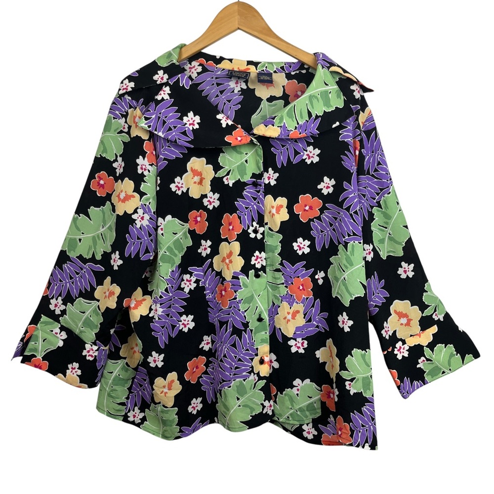Vintage Laura Scott Bold Floral Button Down Blouse